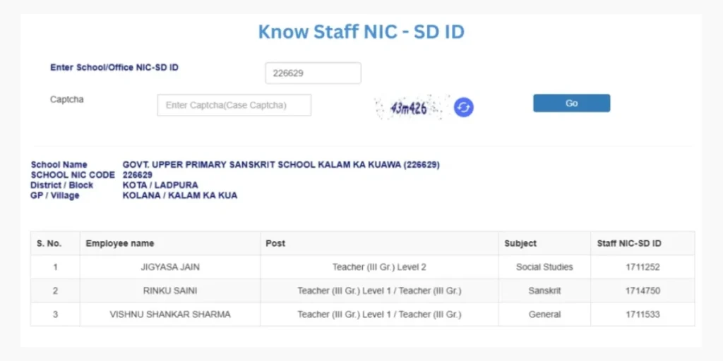Know Staff NIC SD ID